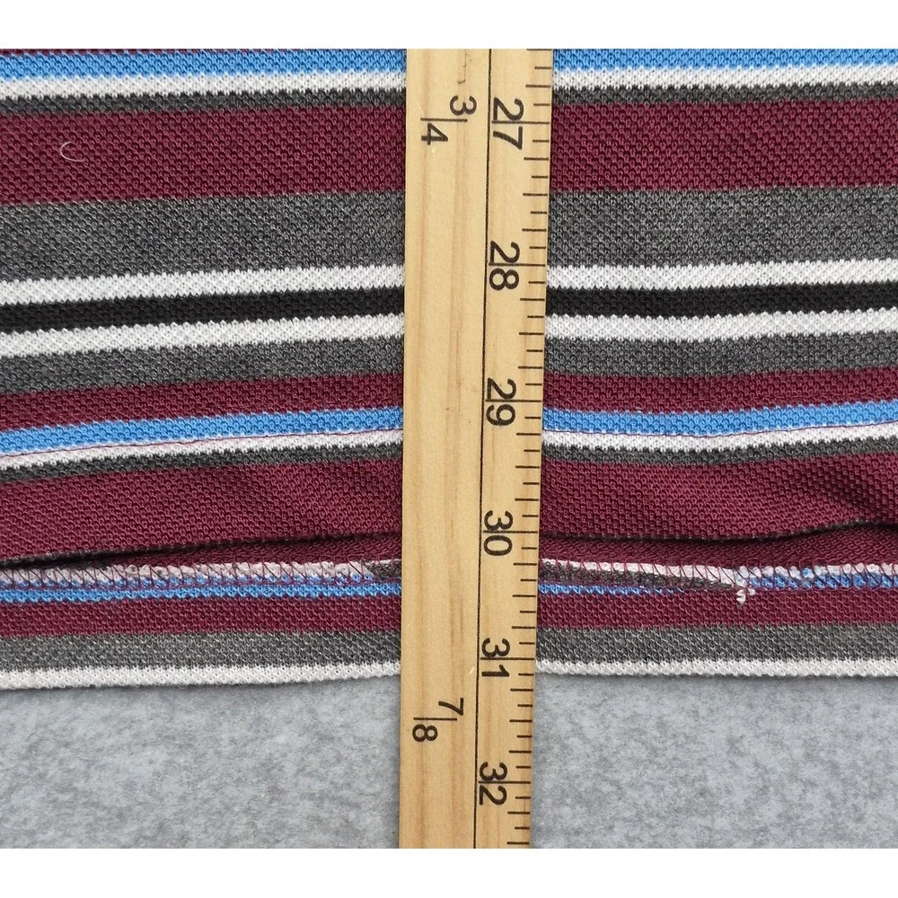 True Religion Shirt Men's 4XL Striped Polo Burgundy Short Sleeve Horseshoe Logo